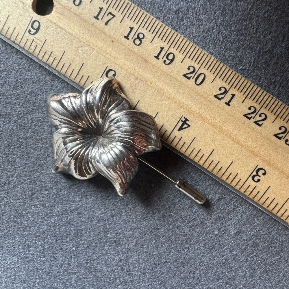 Vintage Sterling Silver Floral Stick Pin 6.4g - Picture 7 of 11